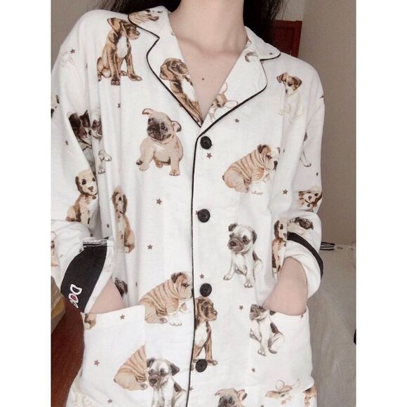 PJ Salvage Dog Mama Love Women's Cotton Button Up Top & Bottom Pajama Set Small - Picture 1 of 16